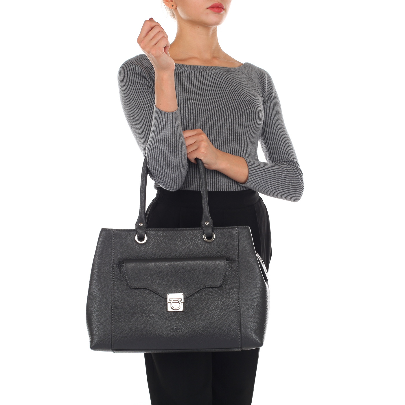 Женская кожаная сумка с длинными ручками Chatte 