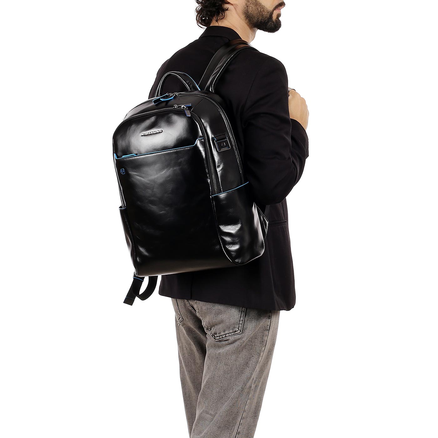 Кожаный рюкзак Piquadro Blue square