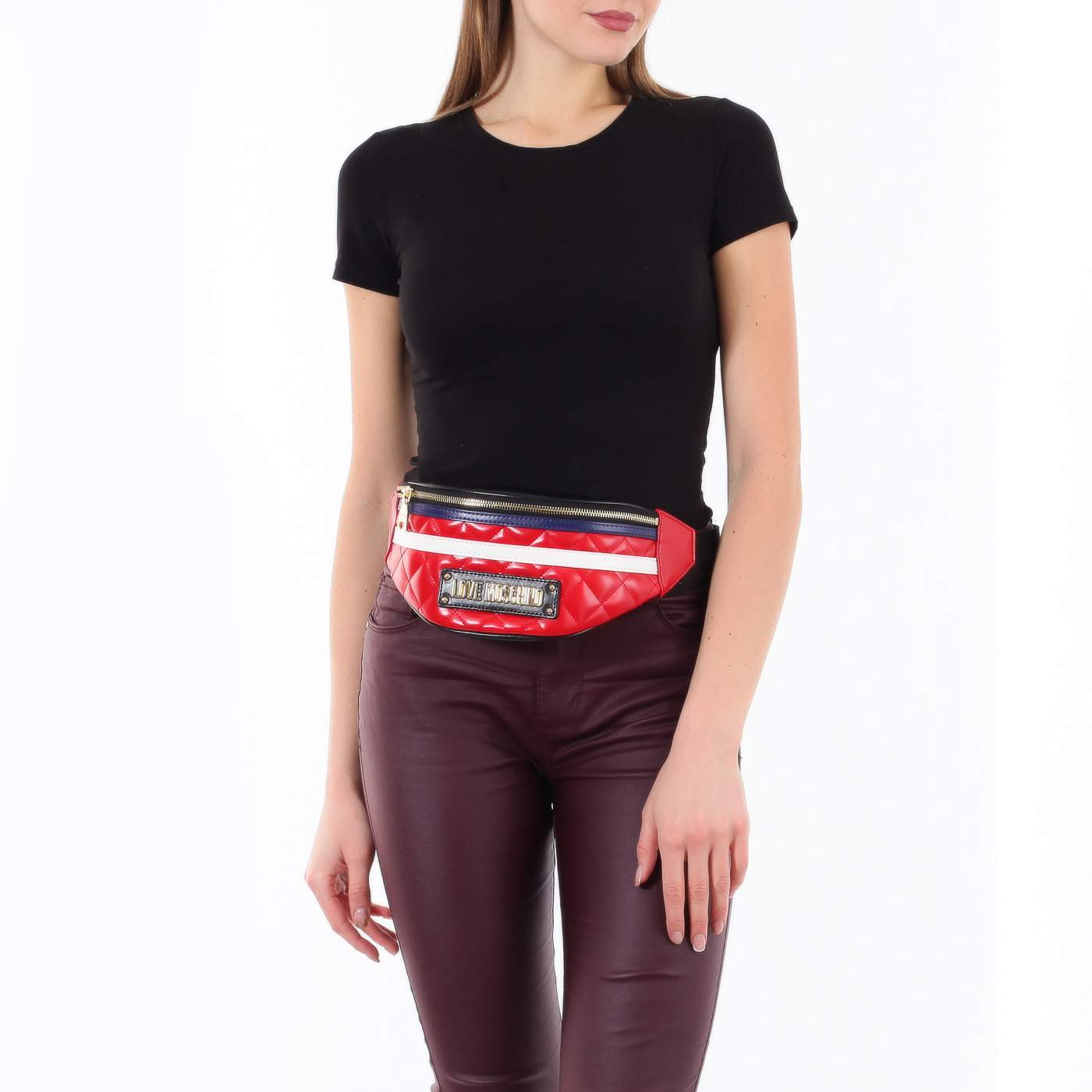 Поясная сумочка Love Moschino Striped Quilted