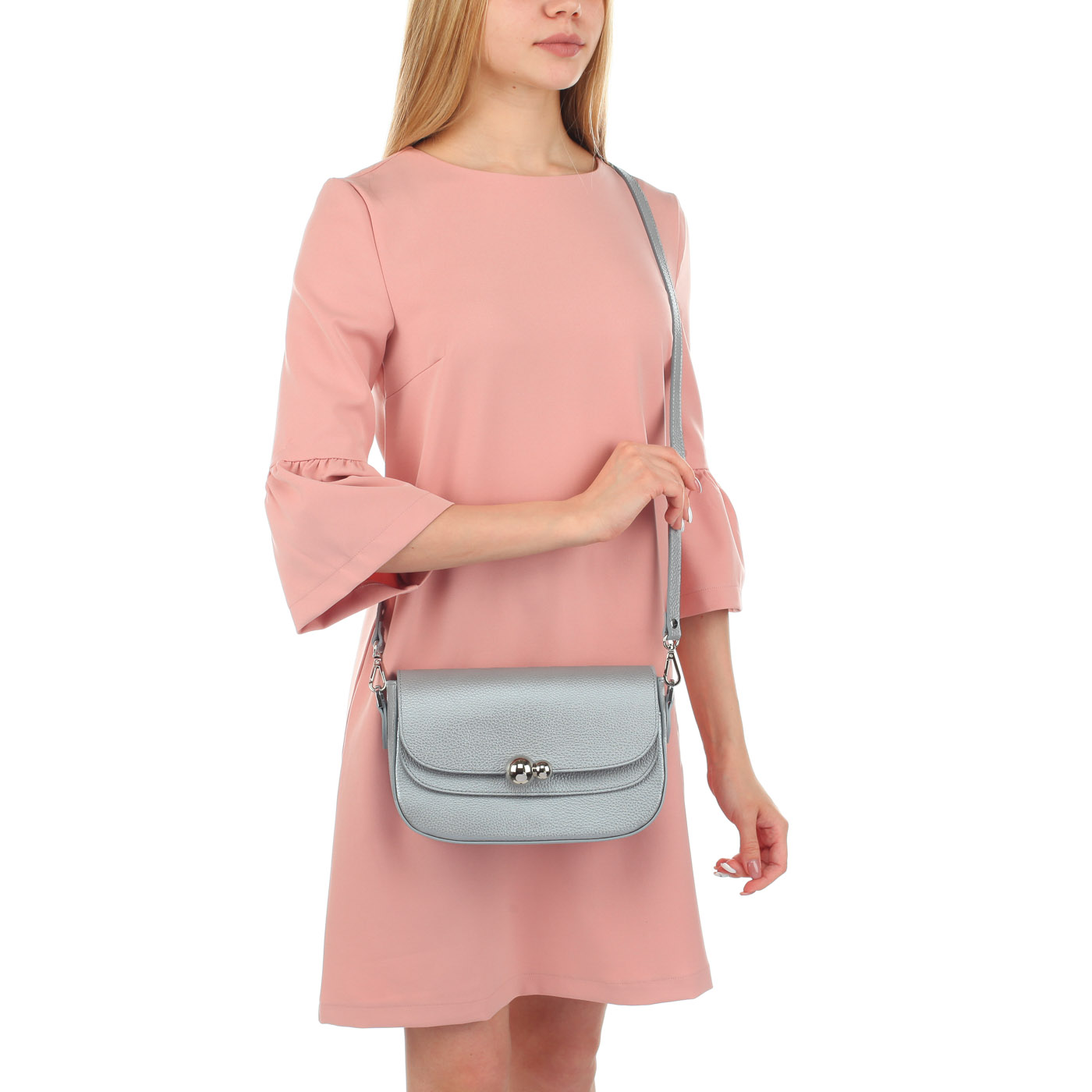 Серебристая сумочка с откидным клапаном Chatte 