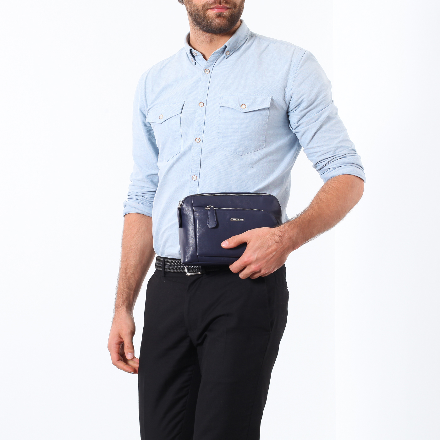 Сумка-визитка из мягкой кожи Cerruti 1881 Reno