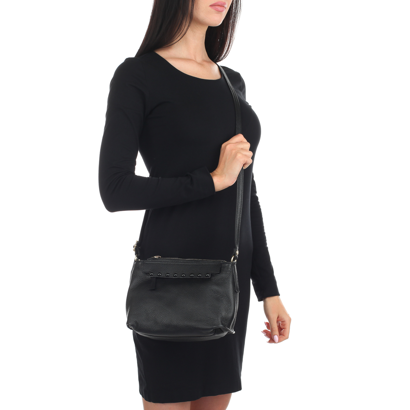 Черная кожаная сумочка Bruno Rossi 