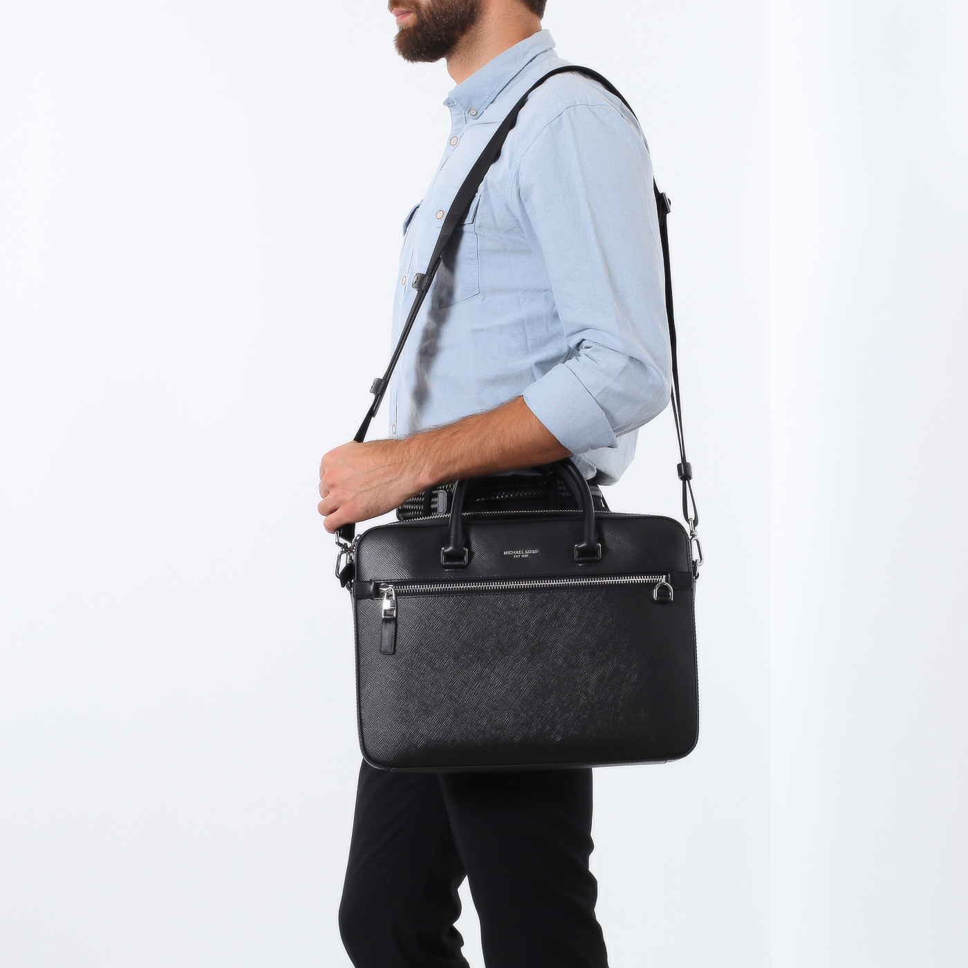 Кожаная деловая сумка Michael Kors Men Henry