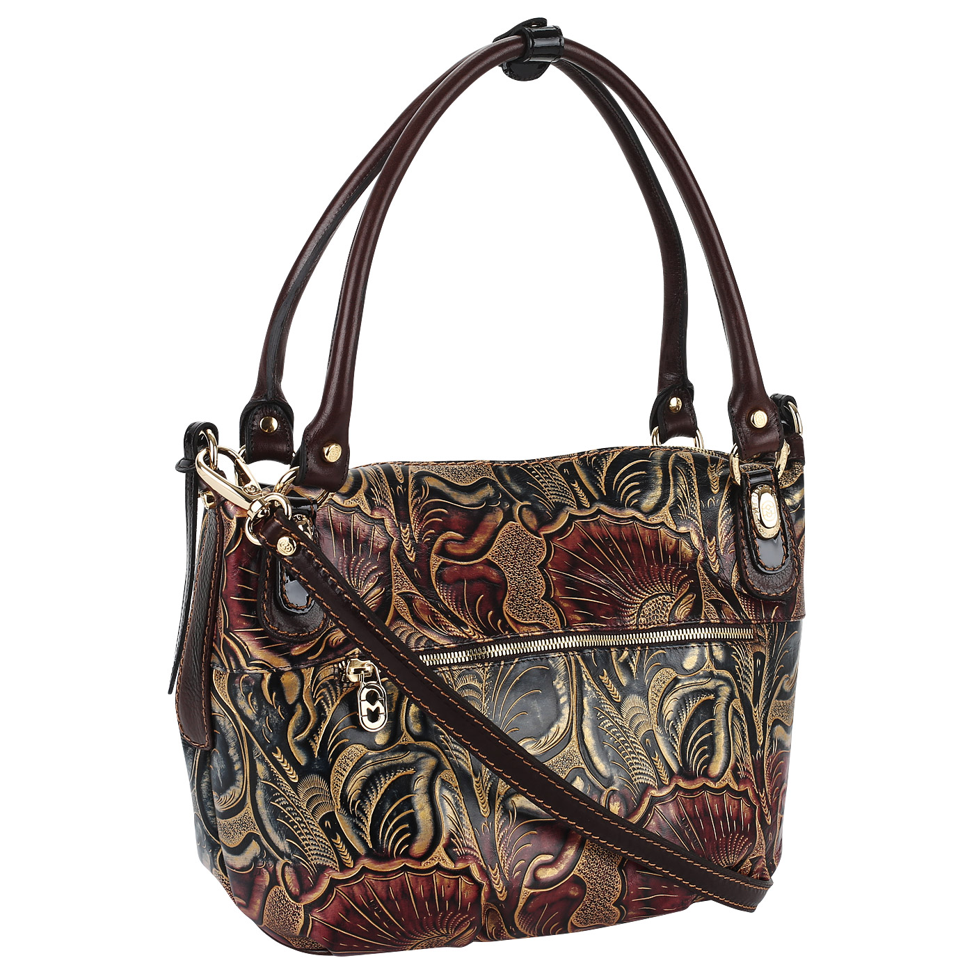 Кожаная сумка с тиснением Marino Orlandi 