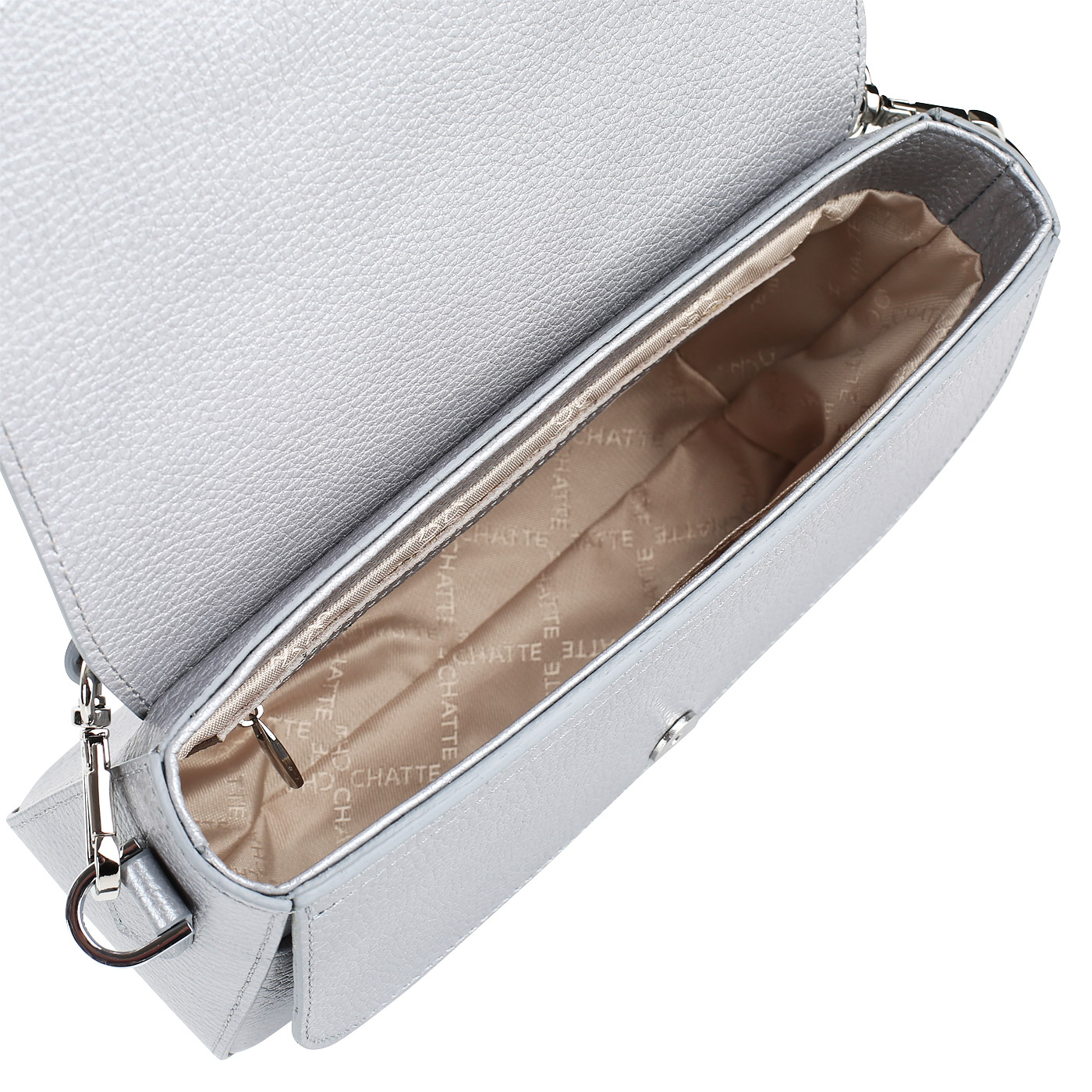 Серебристая сумочка с откидным клапаном Chatte 