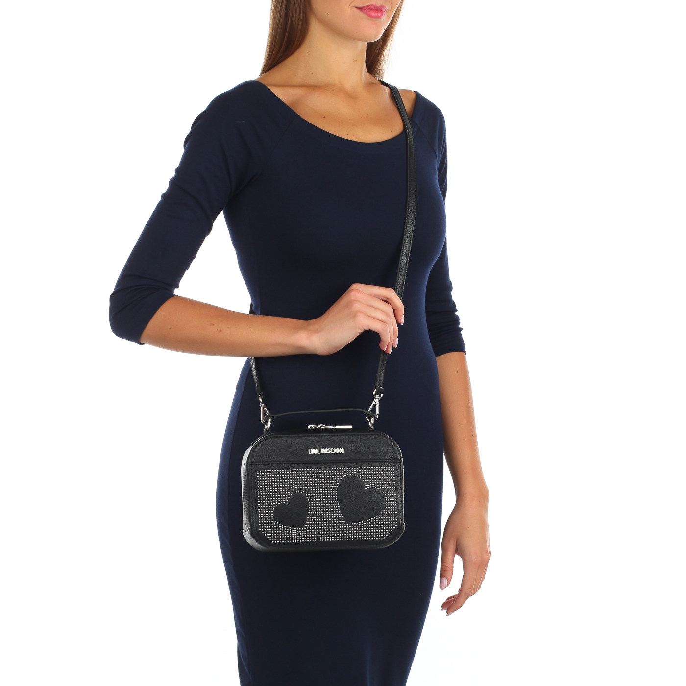 Сумочка со съемным ремешком Love Moschino Microstuds