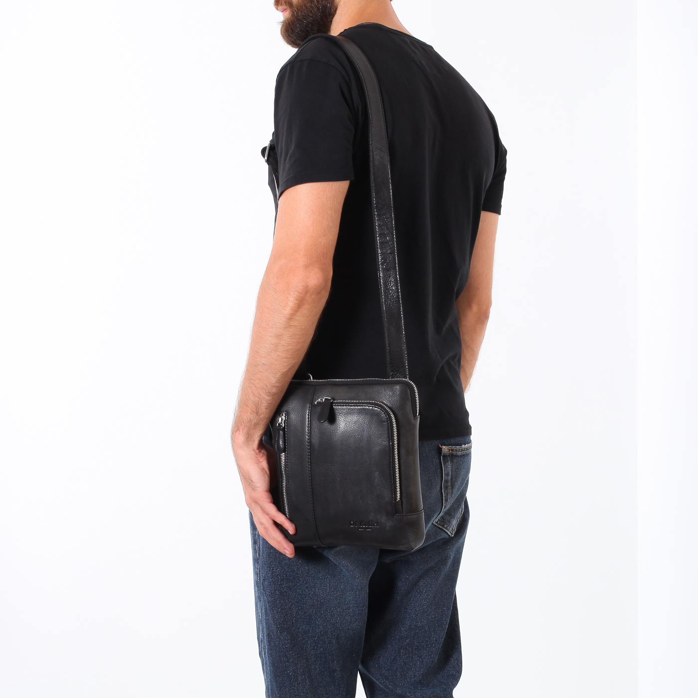 Черная кожаная сумка Dr. Koffer 