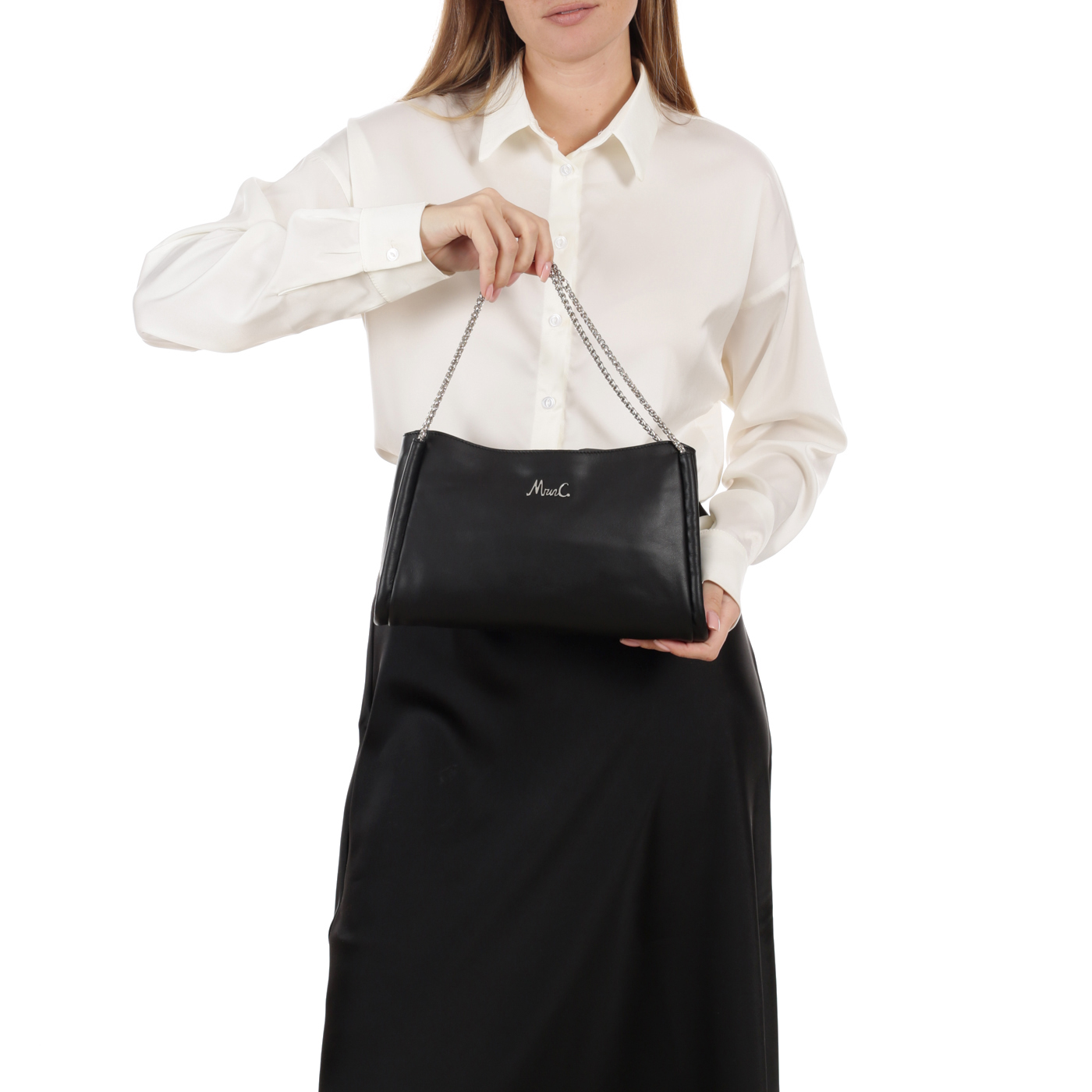 Кожаная сумка с ручками-цепочками Marina Creazioni 