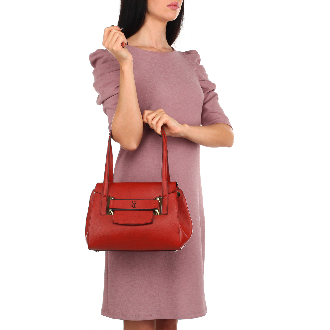 Красная кожаная сумка Carlo Salvatelli Lord