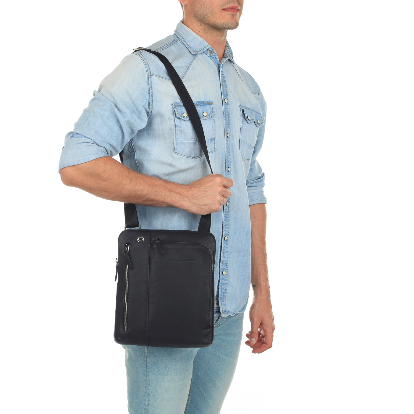 Сумка-планшет из кожи Piquadro Black square