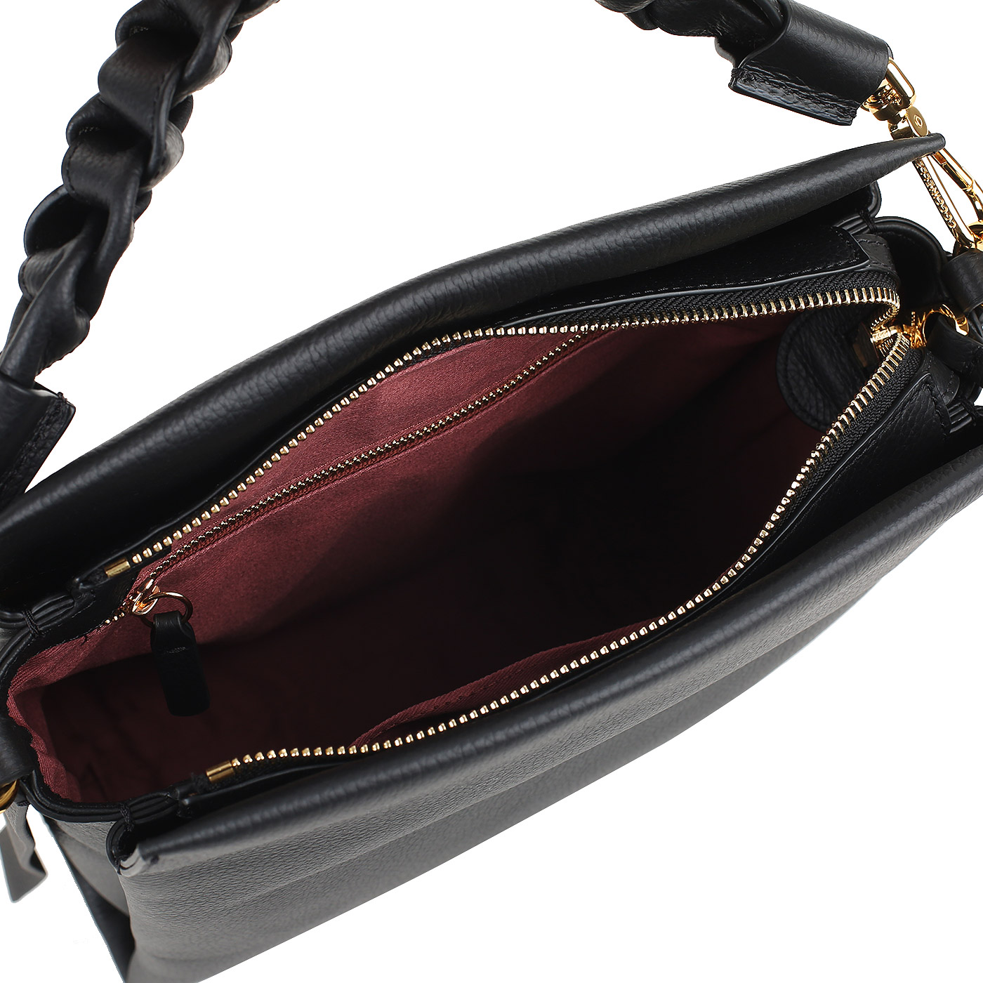 Кожаная сумка с плетеной ручкой Coccinelle Boheme Grana Double