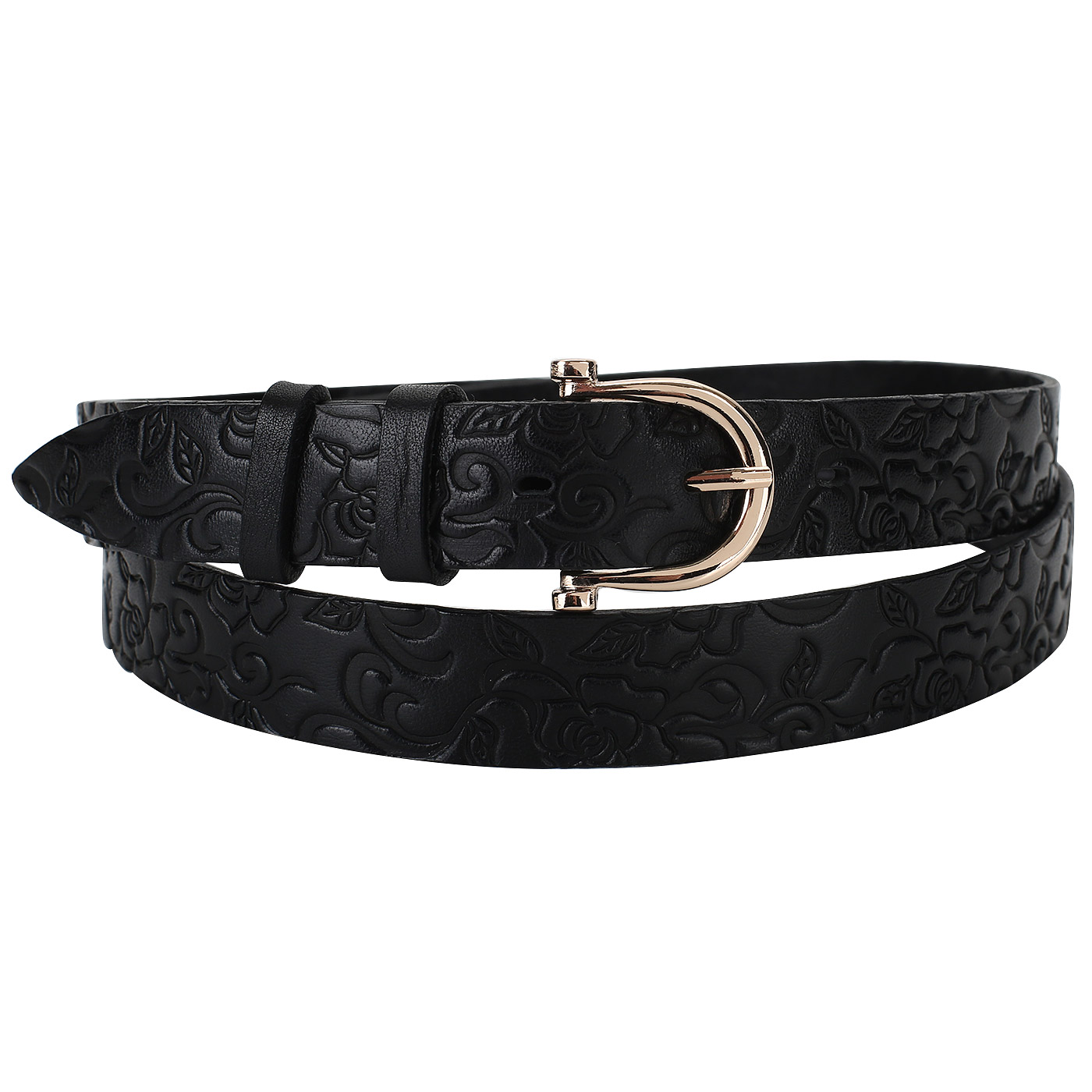 Chatte Тисненый ремень из черной кожи