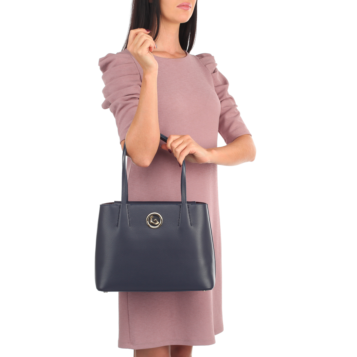 Синяя кожаная сумка Gironacci 