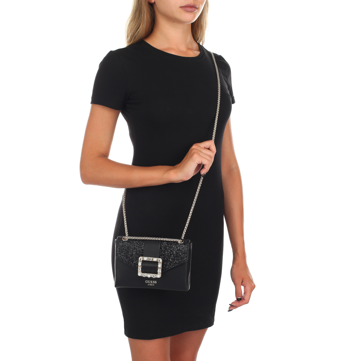 Черная сумочка с цепочкой Guess Summer Night City