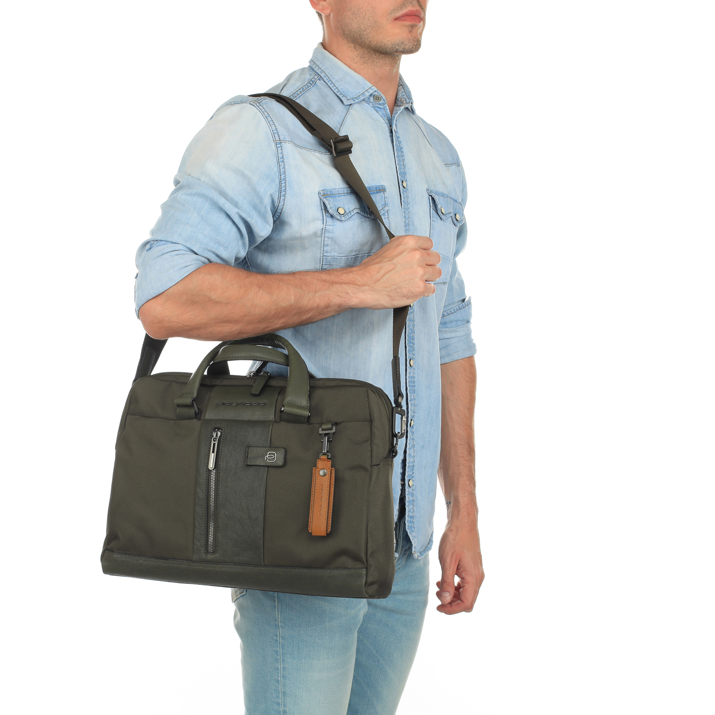 Деловая сумка из текстиля и кожи Piquadro Brief