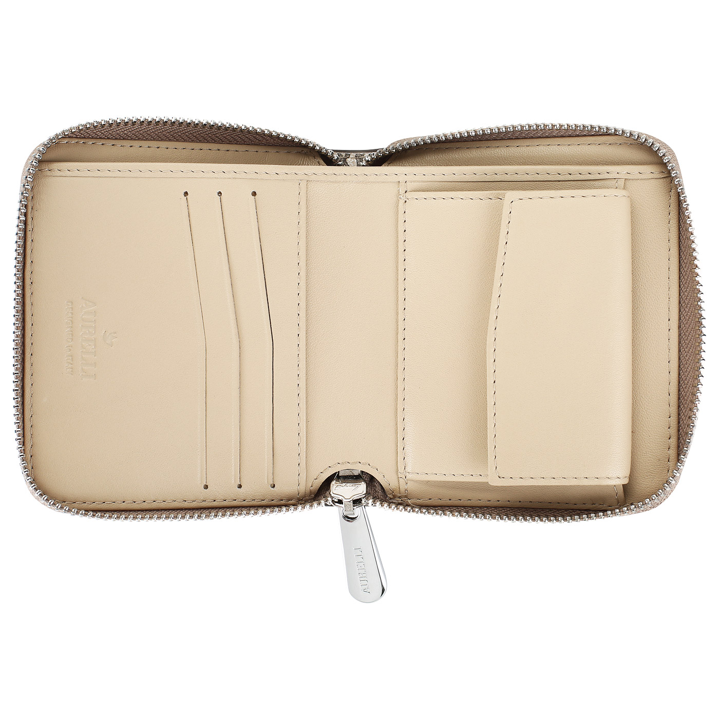 Кожаный складной кошелек с принтом Aurelli Luna tropico