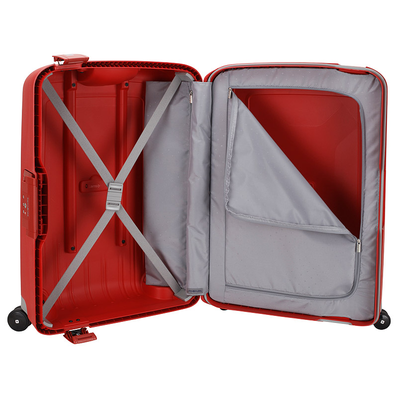Вместительный чемодан из красного полипропилена Samsonite S’Cure