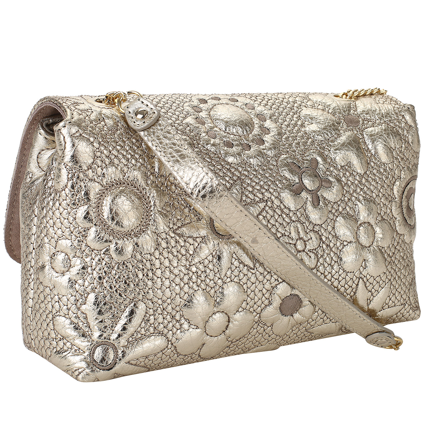 Золотистая сумочка из стеганой кожи Gilda Tonelli Lamin Ric Fiori