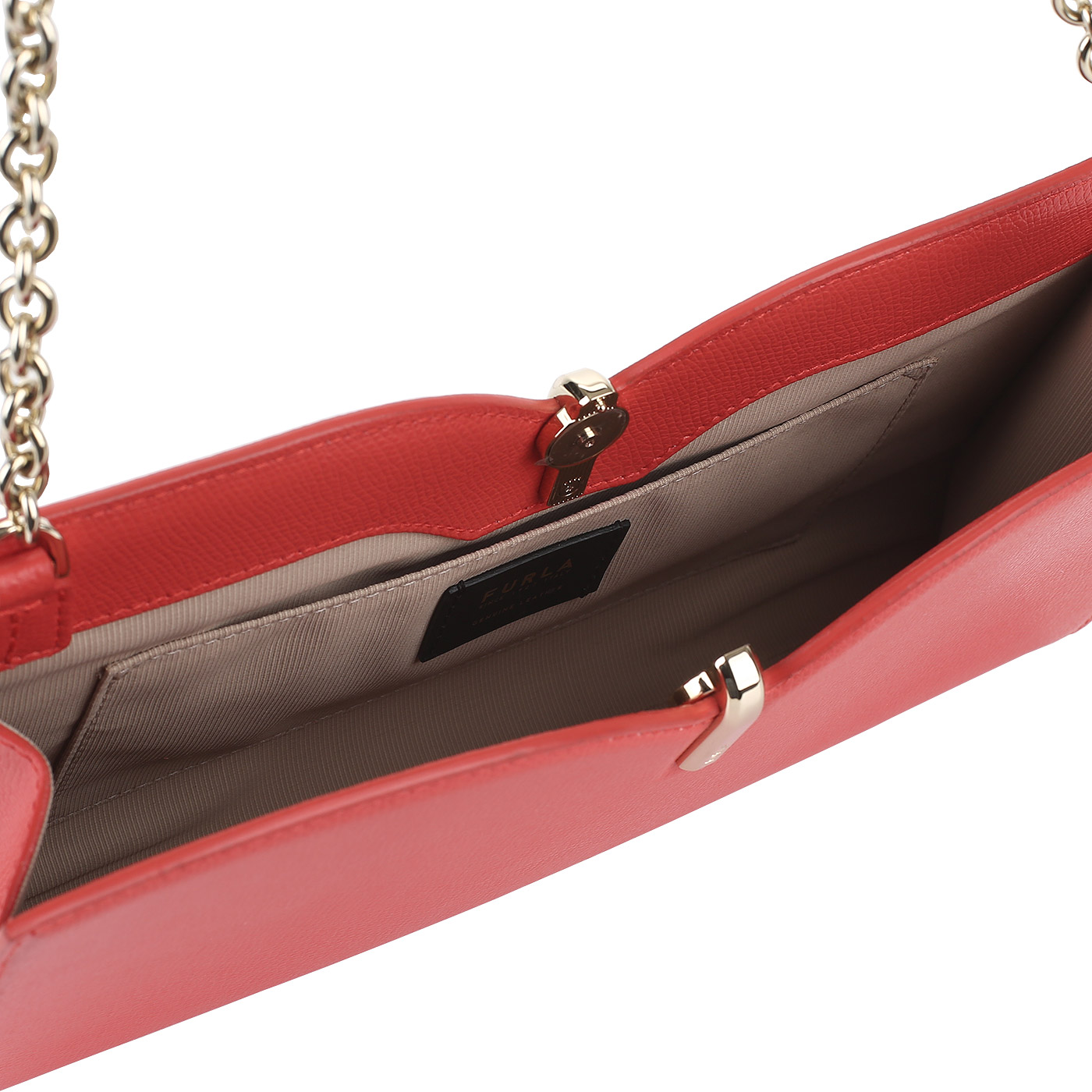 Коралловый кожаный клатч Furla Ribbon