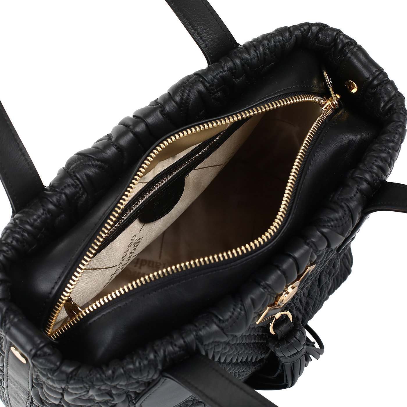 Черная кожаная сумка Valentino Orlandi Kailyn