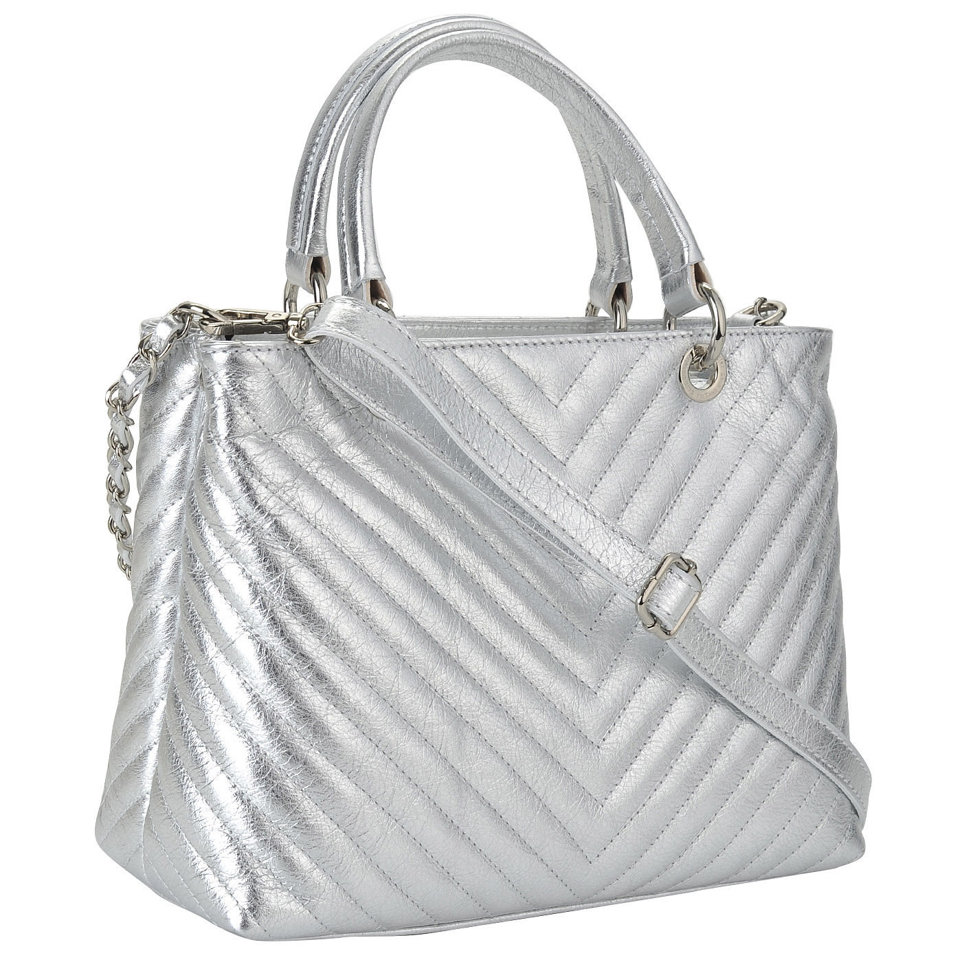 Женская стеганая сумочка из металлизированной кожи Sara Burglar Giola