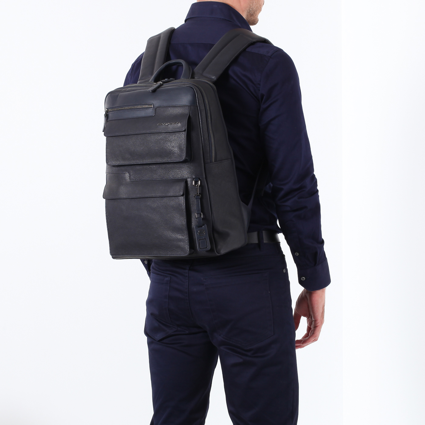 Синий кожаный рюкзак Piquadro Vostok