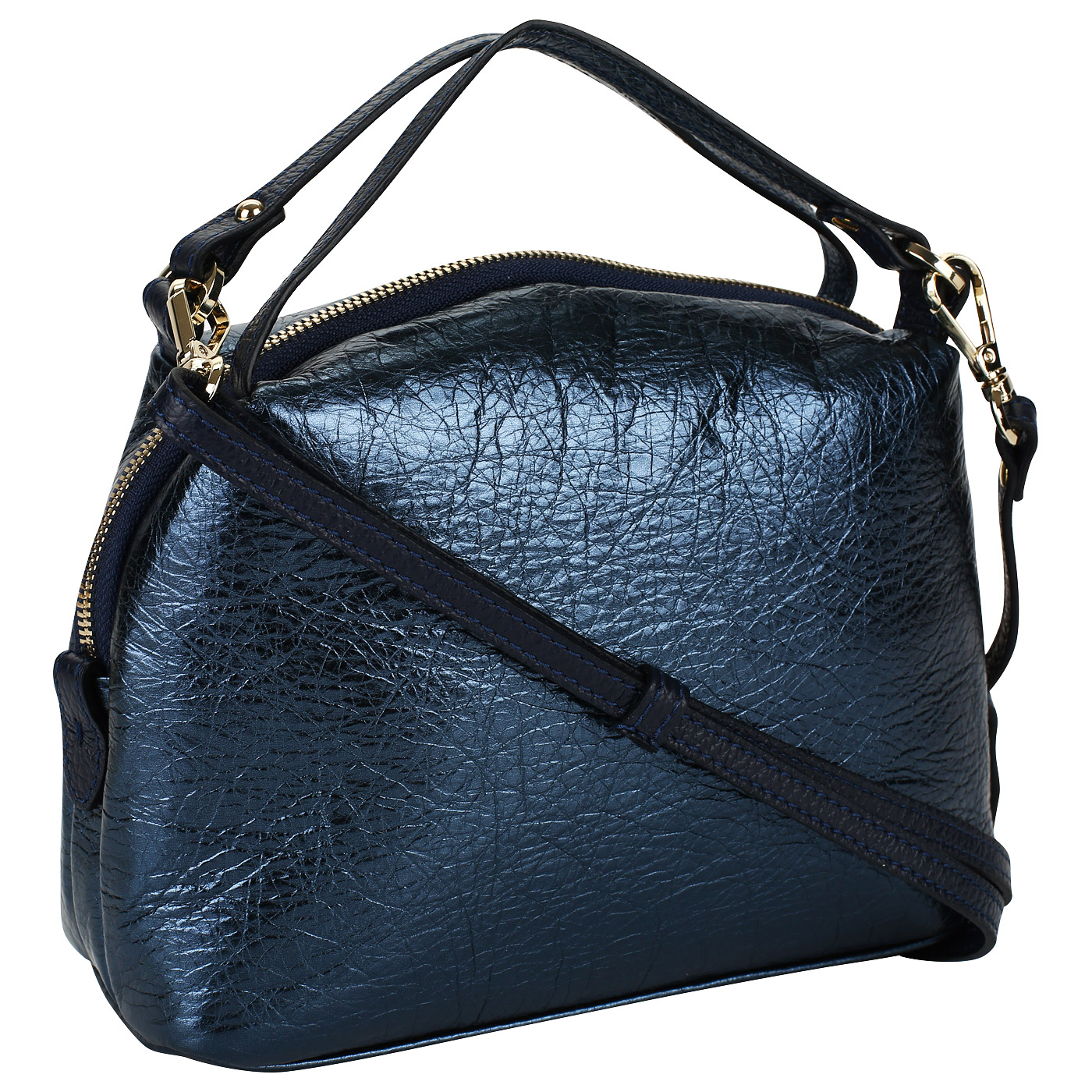 Синяя кожаная сумочка с плечевым ремешком Chatte Aurora shine