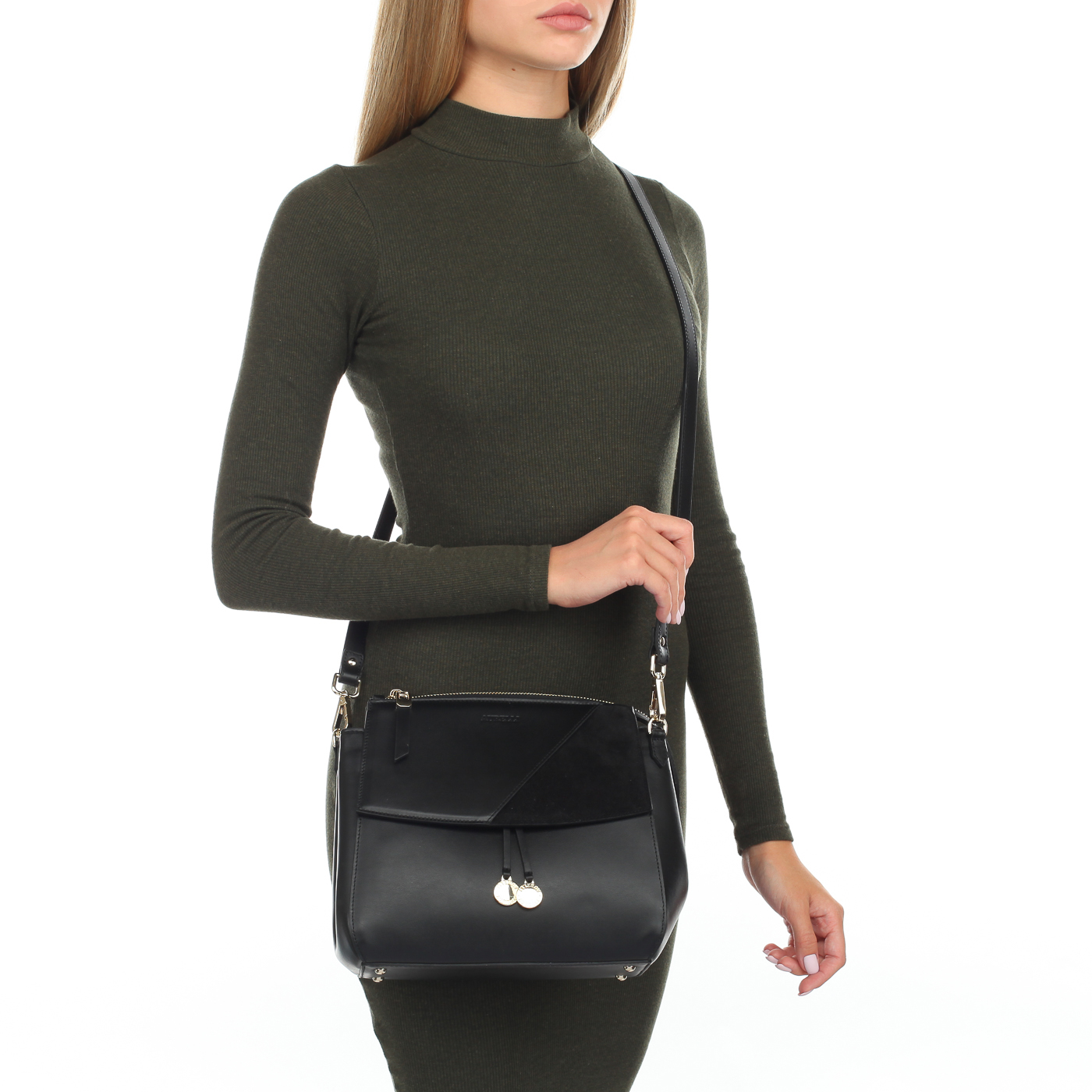 Черная сумочка на молнии Aurelli Shine